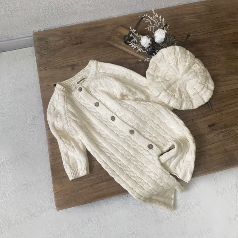 Baby Stricken - Strampler Set mit Knopfleiste vorne - Beige - 18-24M - image 3
