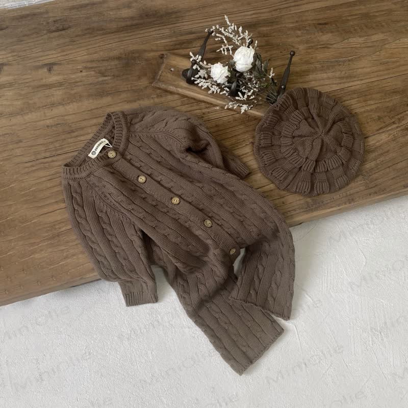 Baby Stricken - Strampler Set mit Knopfleiste vorne - Kaffee - 18-24M - image 5
