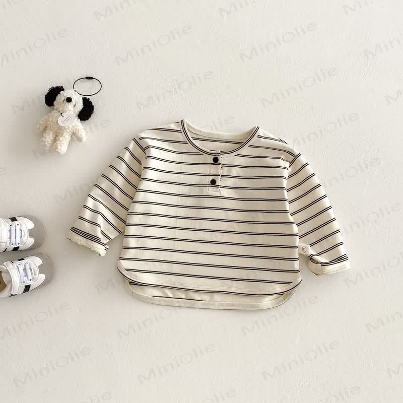 Streifen Henley-T-Shirt für Baby und Kleinkind - Beige - 4-5J - image 1