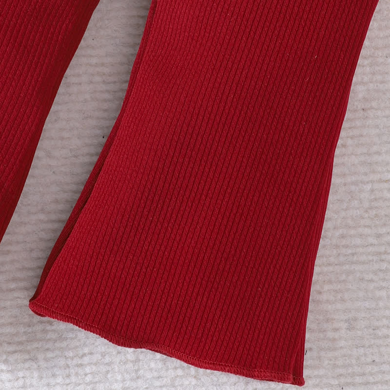 Zweiteiliges Set für Baby : Rotes, Gerippt Set mit Schleife und Hose - image 5
