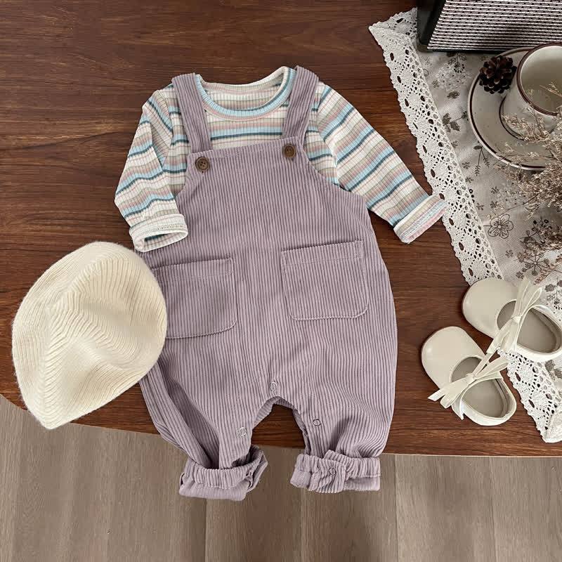 Baby Hase - Overalls mit lila Hasenmotiv oder Streifen Spitze - image 2