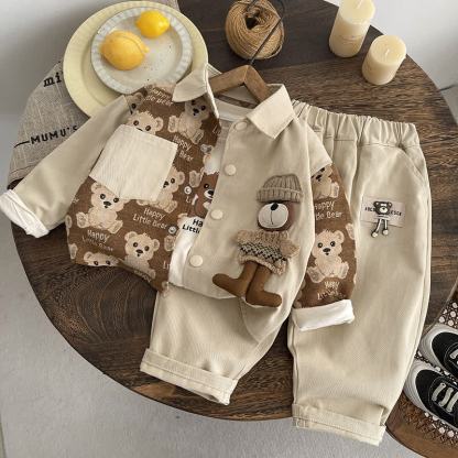 3-teiliges Set für Baby : Jacke und Hose mit Bär - Beige - 4-5J - image 2