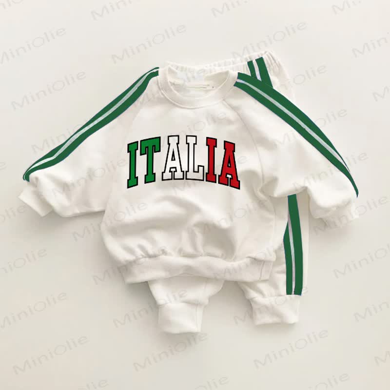 ITALIA Baby Kleinkind Grün Streifen 2-teiliges Set - Weiß & Grün - 3-5J - image 1