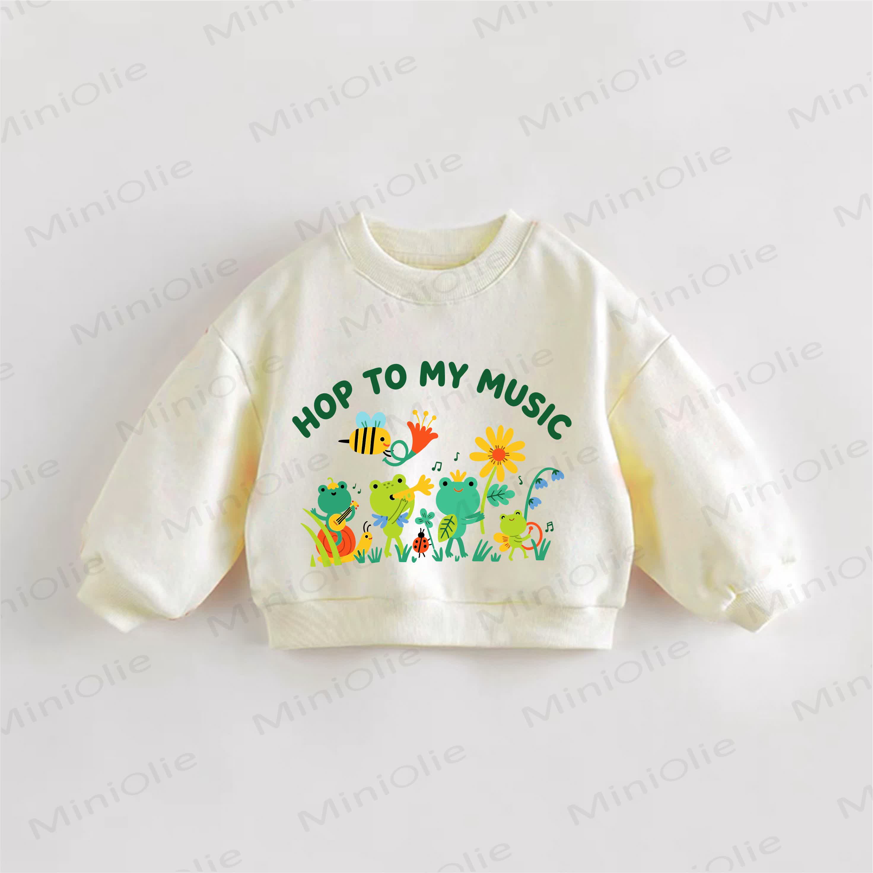 HOP TO MY MUSIC Baby Kleinkind Creme Sweatshirt - Creme - 3-5J - image 1