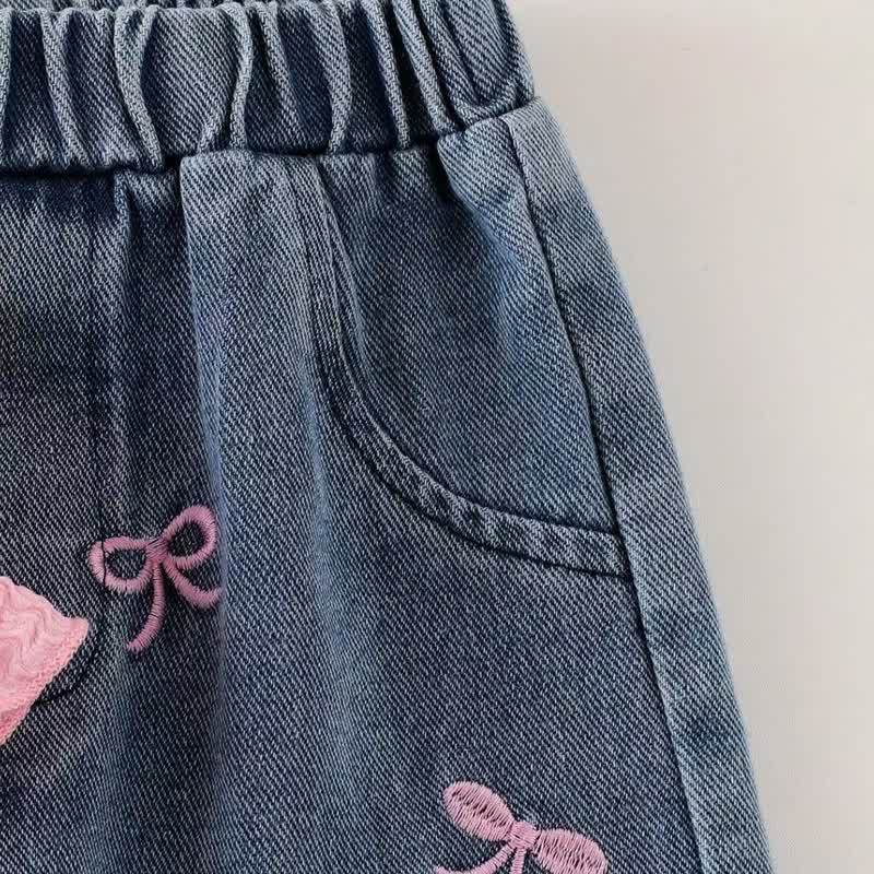 Zweiteiliges Set für Kleinkind : Rosa Rüschenärmel- Spitze und Denim - image 7