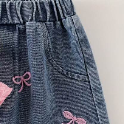Zweiteiliges Set für Kleinkind : Rosa Rüschenärmel- Spitze und Denim - image 7