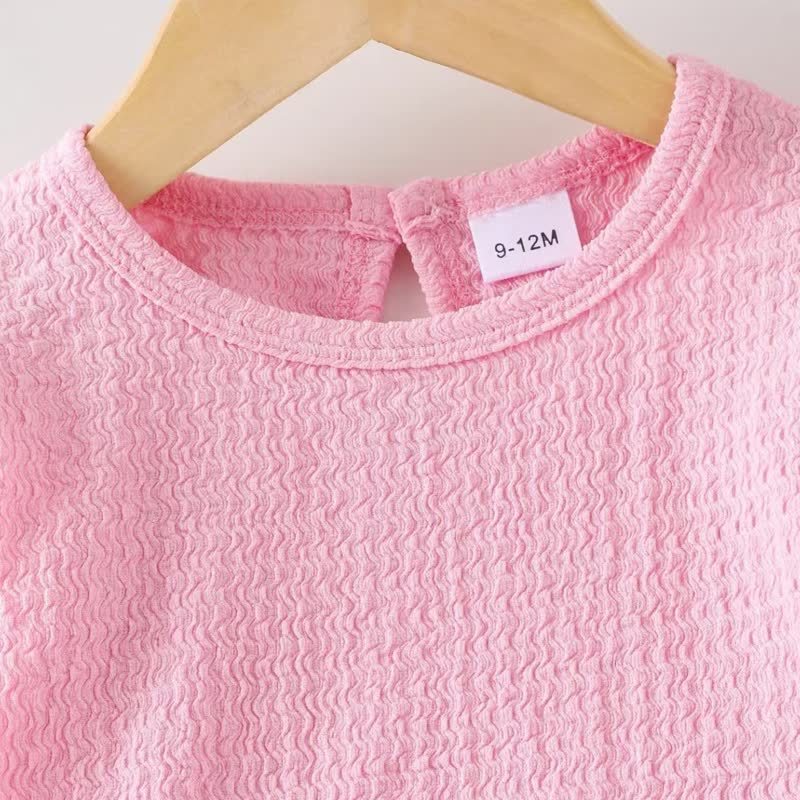 Zweiteiliges Set für Kleinkind : Rosa Rüschenärmel- Spitze und Denim - image 3
