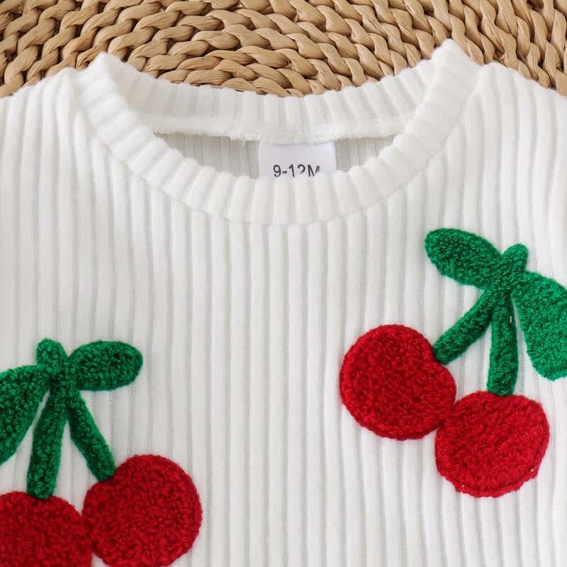 Zweiteiliges Set für Baby und Kleinkind , Mädchen , Kirsche , Stricken und Hose - image 3