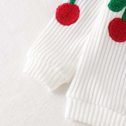 Zweiteiliges Set für Baby und Kleinkind , Mädchen , Kirsche , Stricken und Hose - image 4