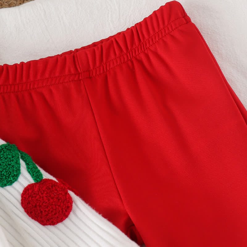 Zweiteiliges Set für Baby und Kleinkind , Mädchen , Kirsche , Stricken und Hose - image 6