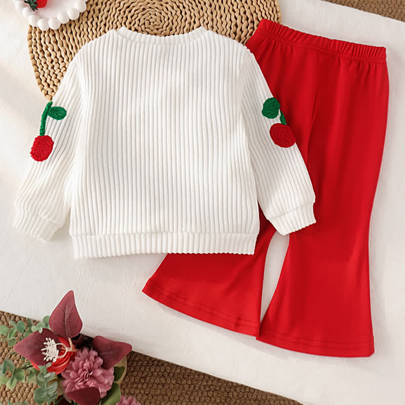 Zweiteiliges Set für Baby und Kleinkind , Mädchen , Kirsche , Stricken und Hose - image 2