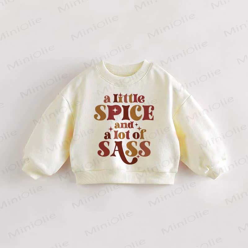  A LITTLE SPICE AND A LOT OF SASS – Baby Kleinkind Sweatshirt in Creme - Creme - 3-5J - image 1