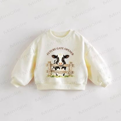 FUTURE GATE OPENER Baby Kleinkind Kuh Creme Sweatshirt - Creme - 3-5J - image 1