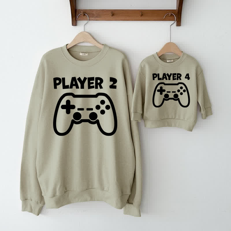 PLAYER 1/3/2/4 Grau Grün Familien Sweatshirt  - Grau Grün: 4 - XL - image 2