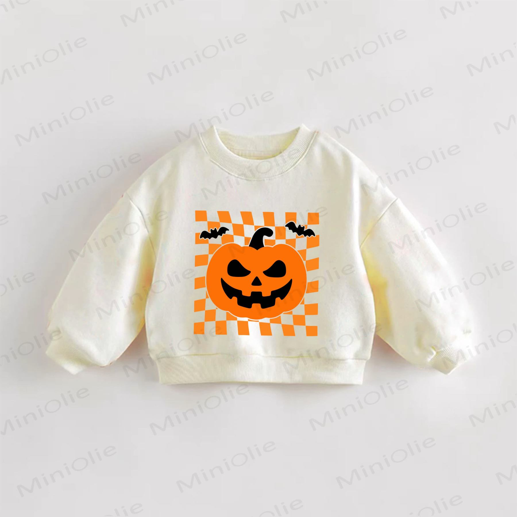 Baby Kleinkind Sweatshirt mit Kariert in Kürbiscreme - Creme - 3-5J - image 1