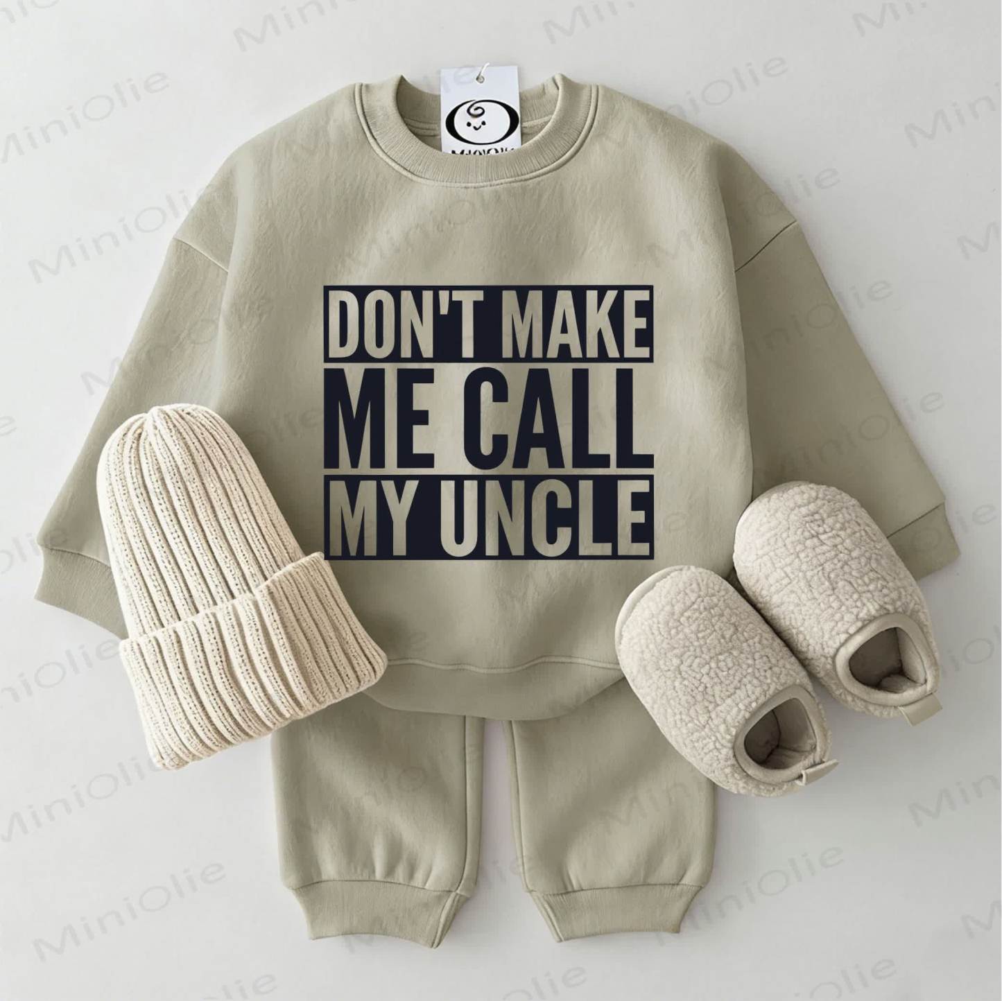 DON'T MAKE ME CALL MY UNCLE Baby Sweatshirt 2-teiliges Set Grau Grün - Grau Grün - 2-3J - image 1
