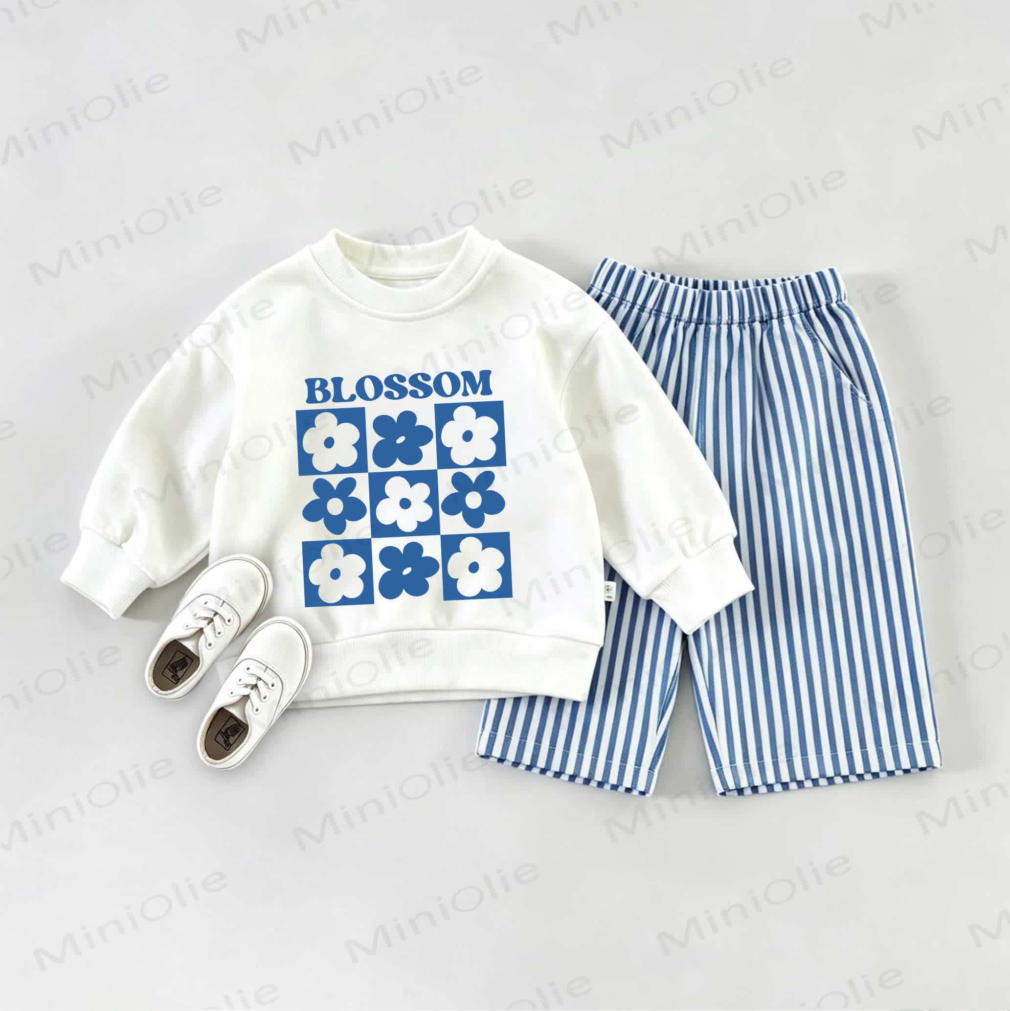 BLOSSOM Baby Sweatshirt -2-teiliges Set - Weiß & Blau - 2-3J - image 1