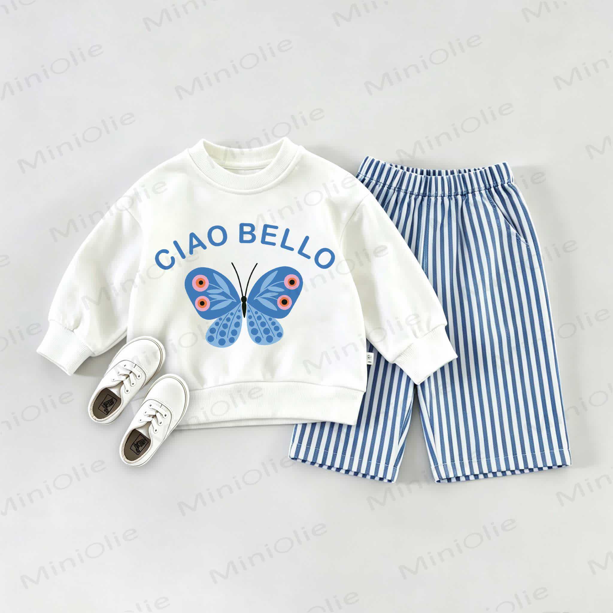CIAO BELLO Baby Sweatshirt -2-teiliges Set - Weiß & Blau - 2-3J - image 1