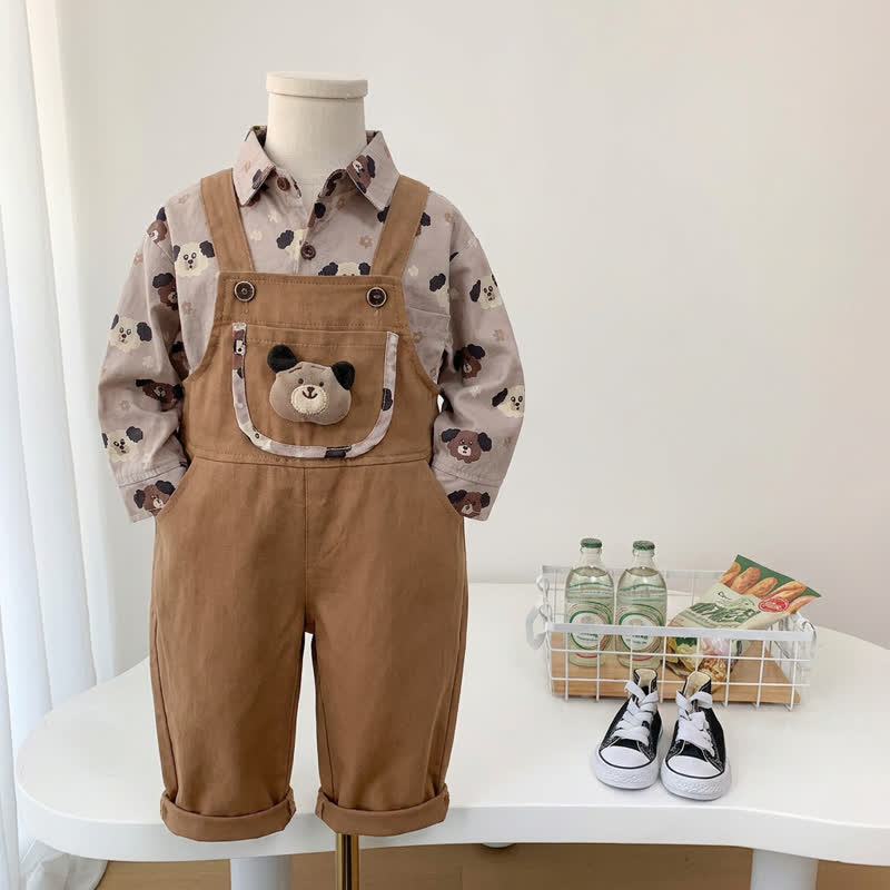 2-teiliges Set aus Overalls und Bär mit Bärenmuster für Baby und Kleinkind (Jungen) - image 1
