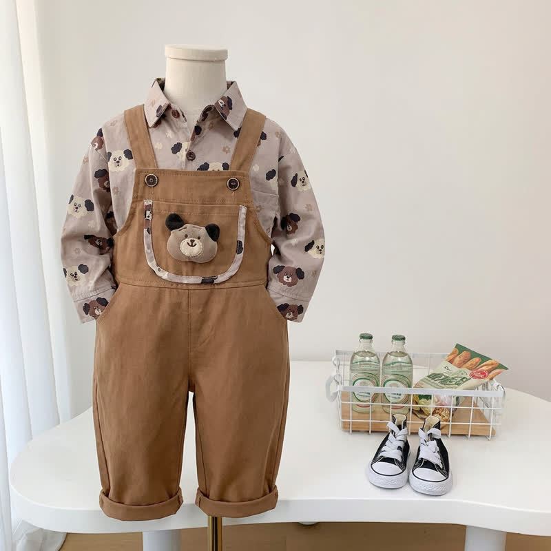 2-teiliges Set aus Overalls und Bär mit Bärenmuster für Baby und Kleinkind (Jungen) - image 1