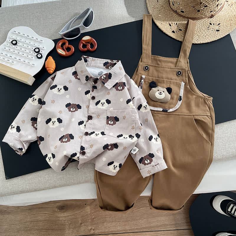 2-teiliges Set aus Overalls und Bär mit Bärenmuster für Baby und Kleinkind (Jungen) - Braun - 3-4J - image 2