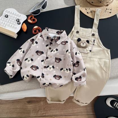 2-teiliges Set aus Overalls und Bär mit Bärenmuster für Baby und Kleinkind (Jungen) - Beige - 3-4J - image 3