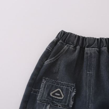 Zweiteiliges Set für Kleinkind : Sweatshirt mit Cartoon-Kamera-Print , halber Reißverschluss und Denim - image 13