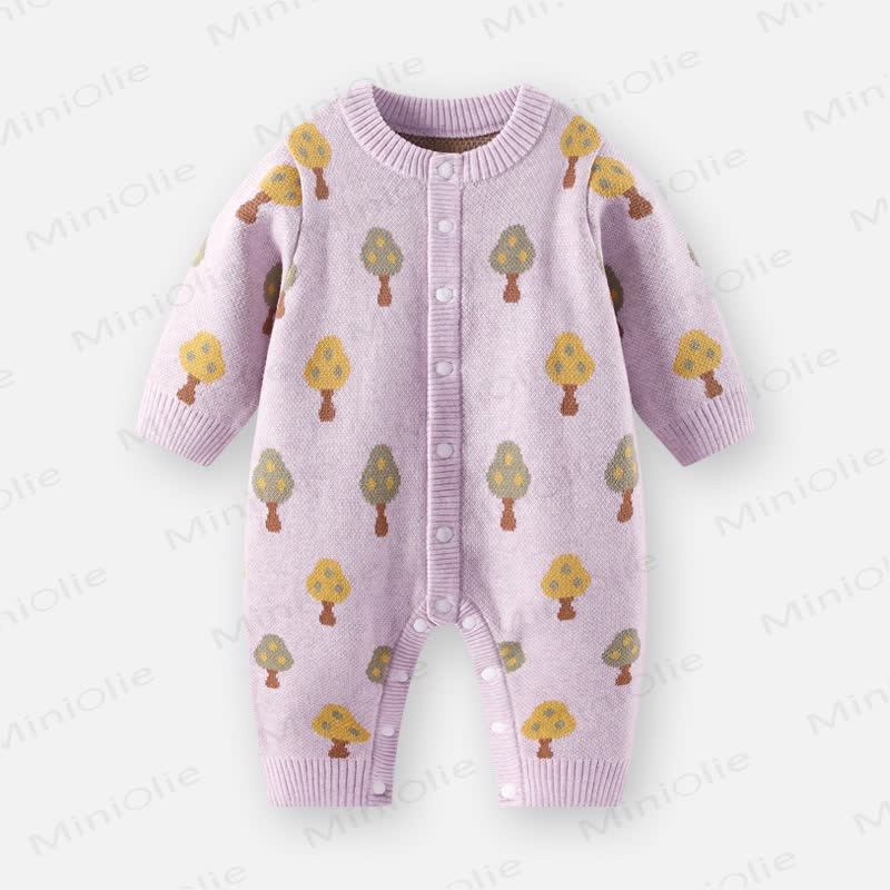Baby Strampler mit Waldmotiv, Stricken und langen Strampler - Lila - 18-24M - image 3