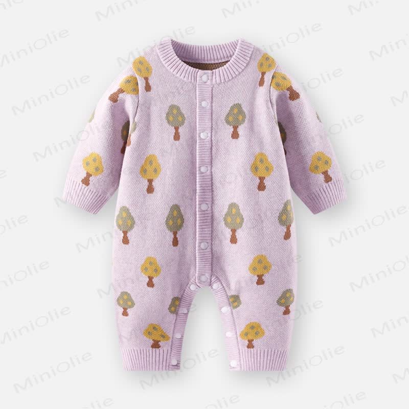 Baby Strampler mit Waldmotiv, Stricken und langen Strampler - Lila - 18-24M - image 3