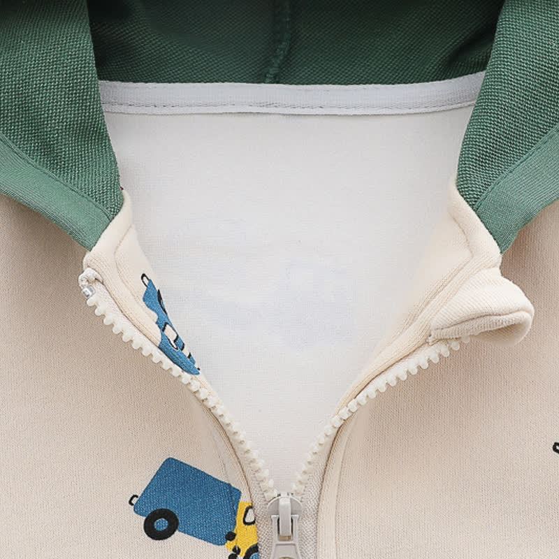 Dreiteiliges Set für Baby ( Kleinkind ): Kapuzenjacke mit Auto -Print und Denim - image 7