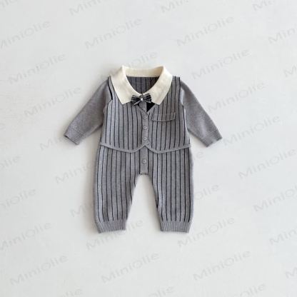Baby Stricken im Gentleman-Stil mit Schleife - image 4