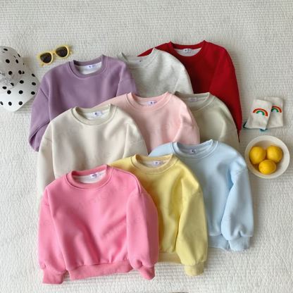 Kleinkind Sweatshirt mit Einfarbig, Spitze - image 1