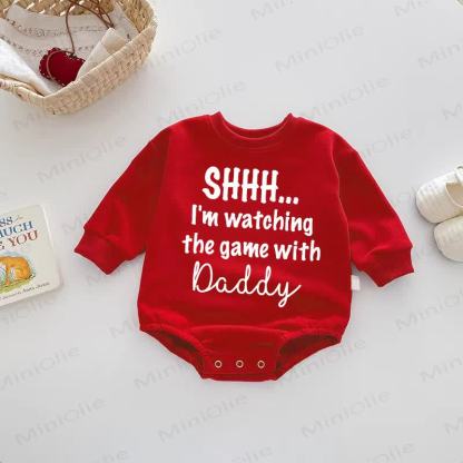 SHHH... W'M WATCHING THE GAME WITH DADDY. Baby Bodysuit (rot) - Rot - 18-24M - image 1