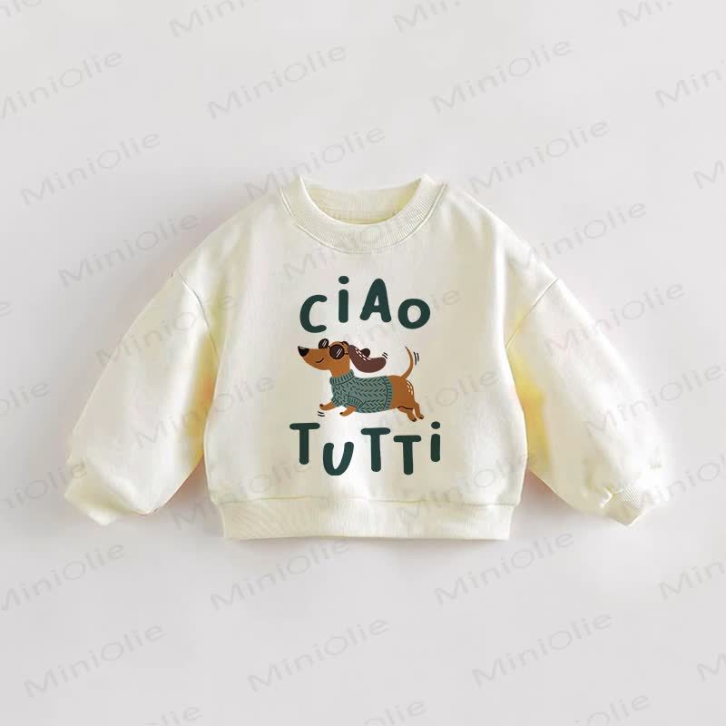 CIAO TUTTI Baby Kleinkind -Welpen-Creme Sweatshirt - Creme - 3-5J - image 1