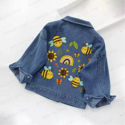 Jeansjacke mit Biene und Sonnenblumenmuster für Kleinkind - image 2