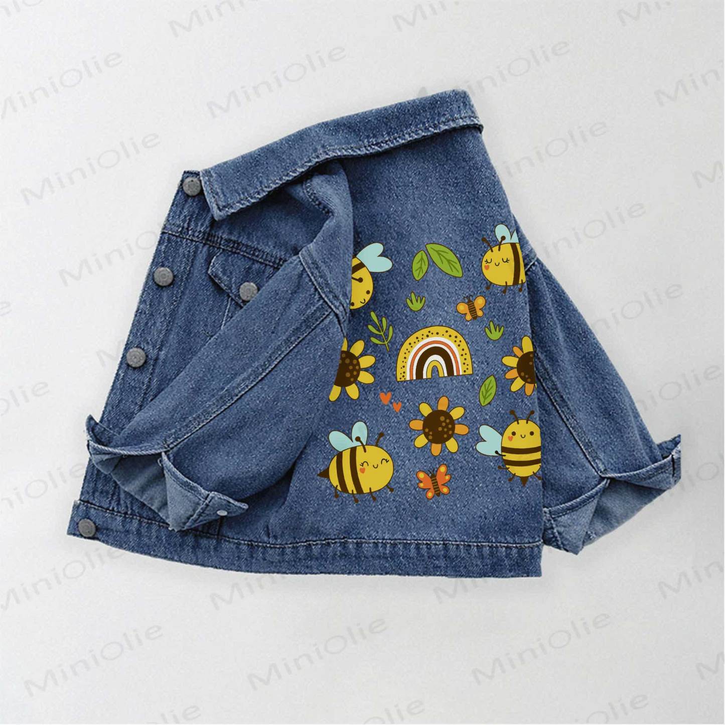 Jeansjacke mit Biene und Sonnenblumenmuster für Kleinkind - Blau - 10-11J - image 1