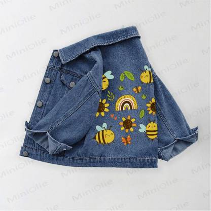 Jeansjacke mit Biene und Sonnenblumenmuster für Kleinkind - Blau - 10-11J - image 1