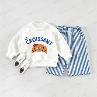 LE CROISSANT Baby Sweatshirt 2-teiliges Set - Weiß & Blau - 2-3J - image 1