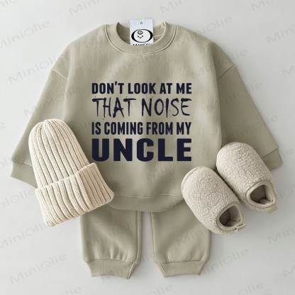 DON'T LOOK AT ME THAT NOISE IS COMING FROM MY UNCLE! Baby Sweatshirt, 2-teiliges Set , Grau Grün - Grau Grün - 2-3J - image 1