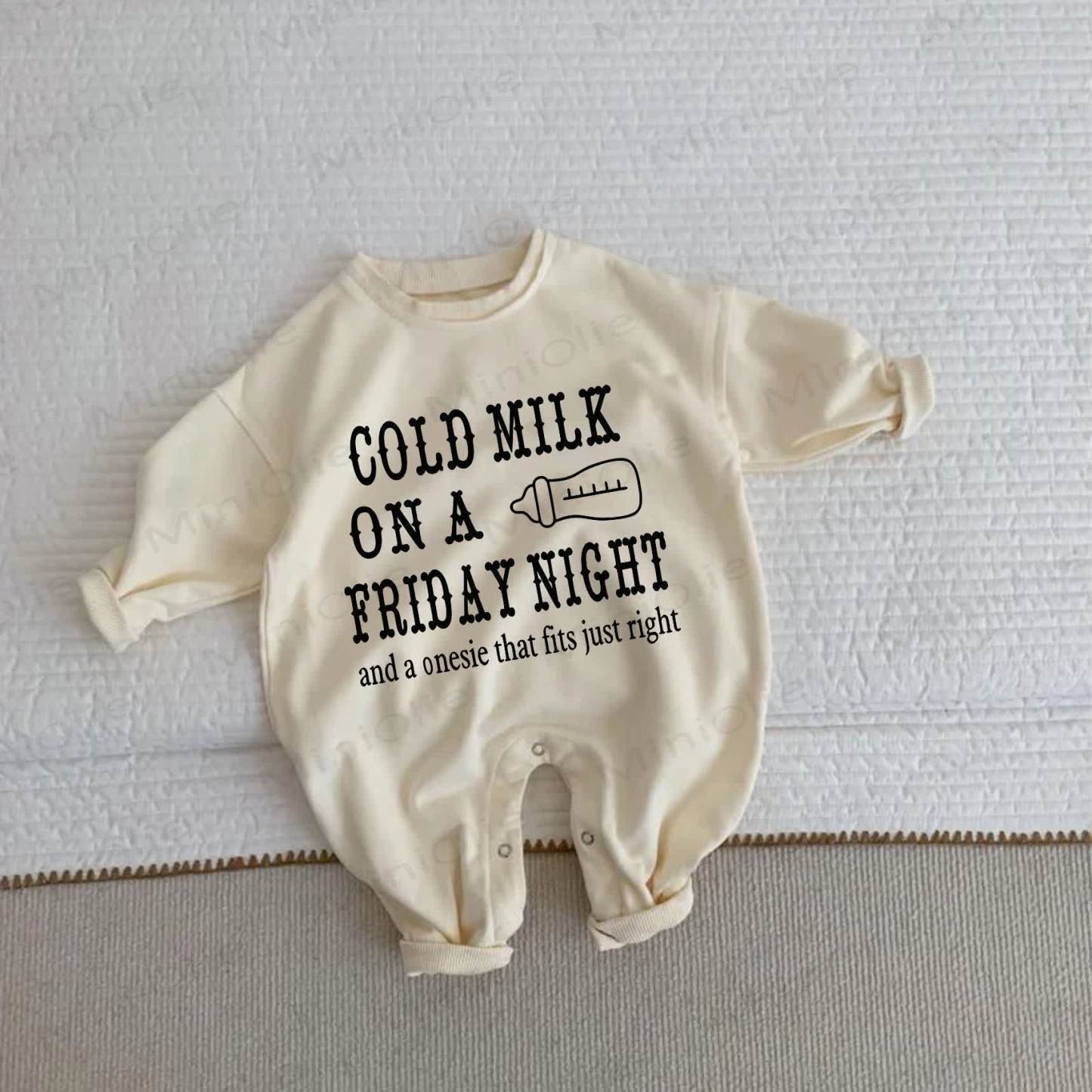 COLD MILK ON A FRIDAY NIGHT AND A ONESIE THAT FITS JUST RIGHT – Baby Beige in Strampler - Beige - 2-3J - image 1