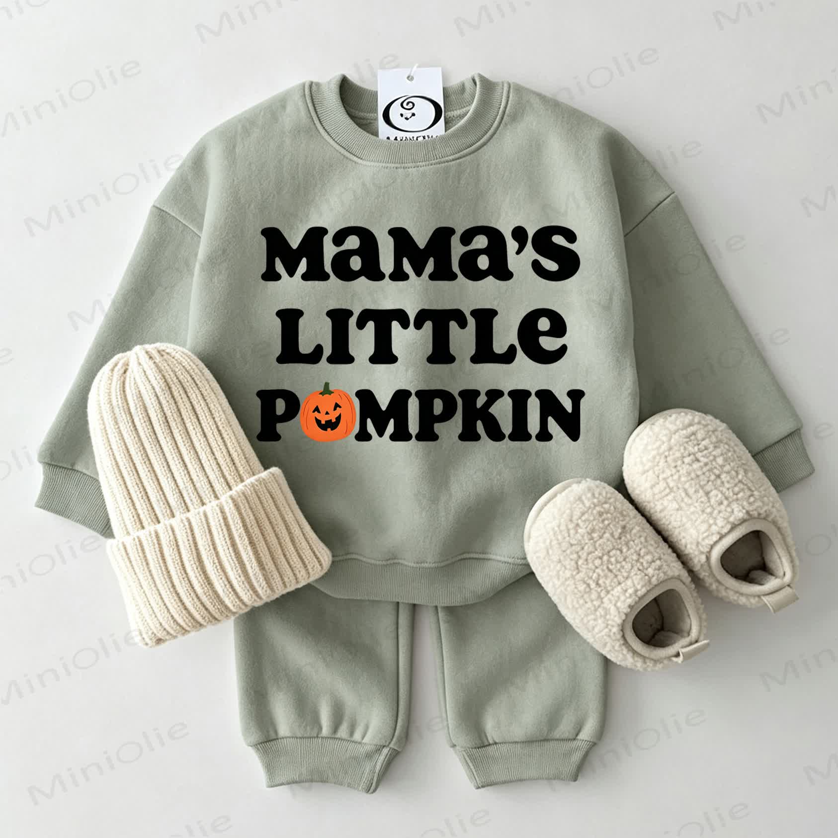 MAMA'S LITTLE PUMPKIN Baby Sweatshirt, 2-teiliges Set , Grau Grün - Grau Grün - 2-3J - image 1