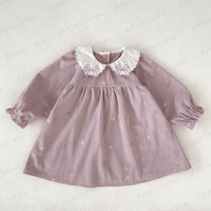 Kleid und Bodysuit für Baby mit Peter-Pan-Kragen - Lila Kleid - 6-7J - image 3
