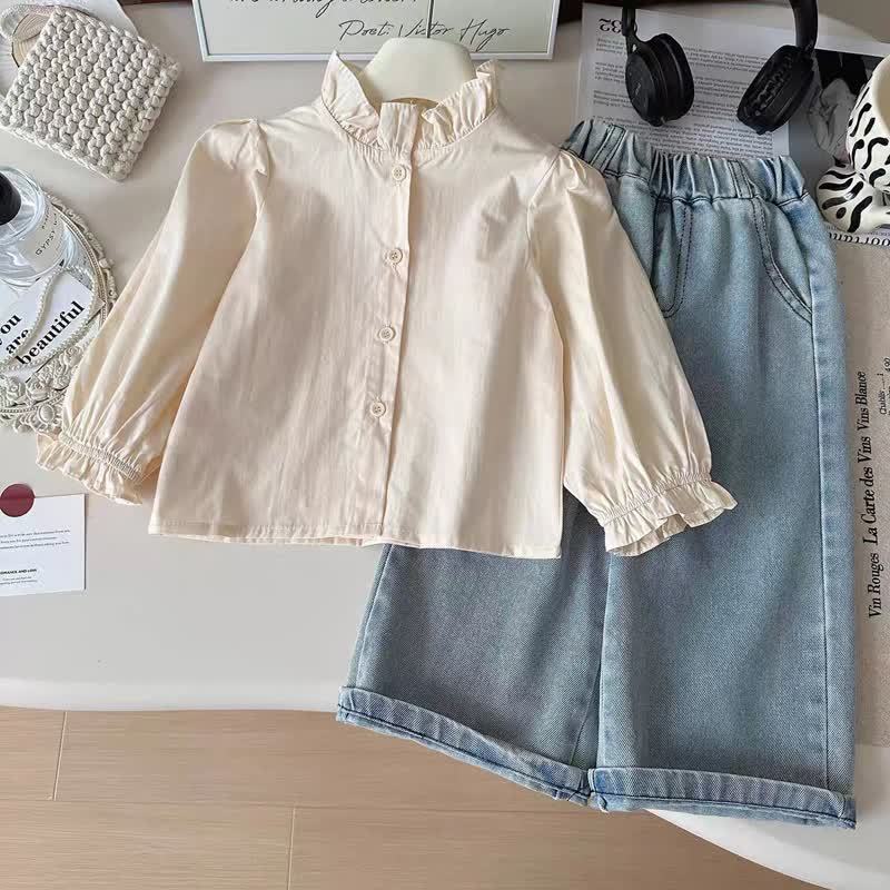 3-teiliges Set aus Rüschen Denim für Kleinkind und Mädchen - image 4