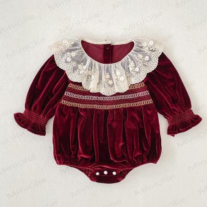 Baby und Bodysuit aus burgunderfarbenem Lace mit Kleid - Roter Bodysuit - 18-24M - image 4
