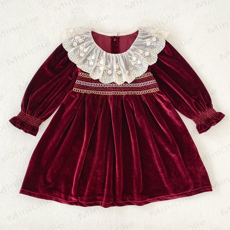 Baby und Bodysuit aus burgunderfarbenem Lace mit Kleid - Rotes Kleid - 6-7J - image 6