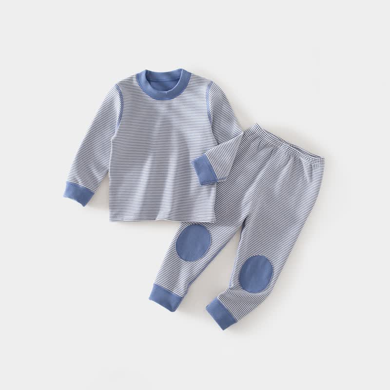 Baby Kleinkind - Pyjama Set mit Gestickt/gestreift, Spitze und Hose, 2-teilig - Blau - 4-5J - image 6