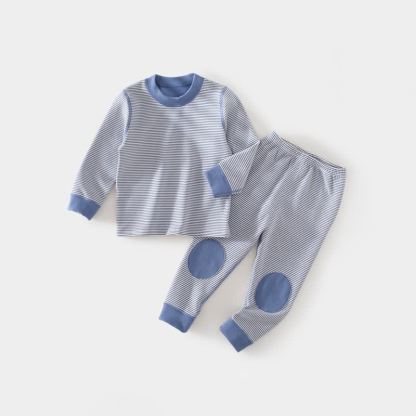 Baby Kleinkind - Pyjama Set mit Gestickt/gestreift, Spitze und Hose, 2-teilig - Blau - 4-5J - image 6