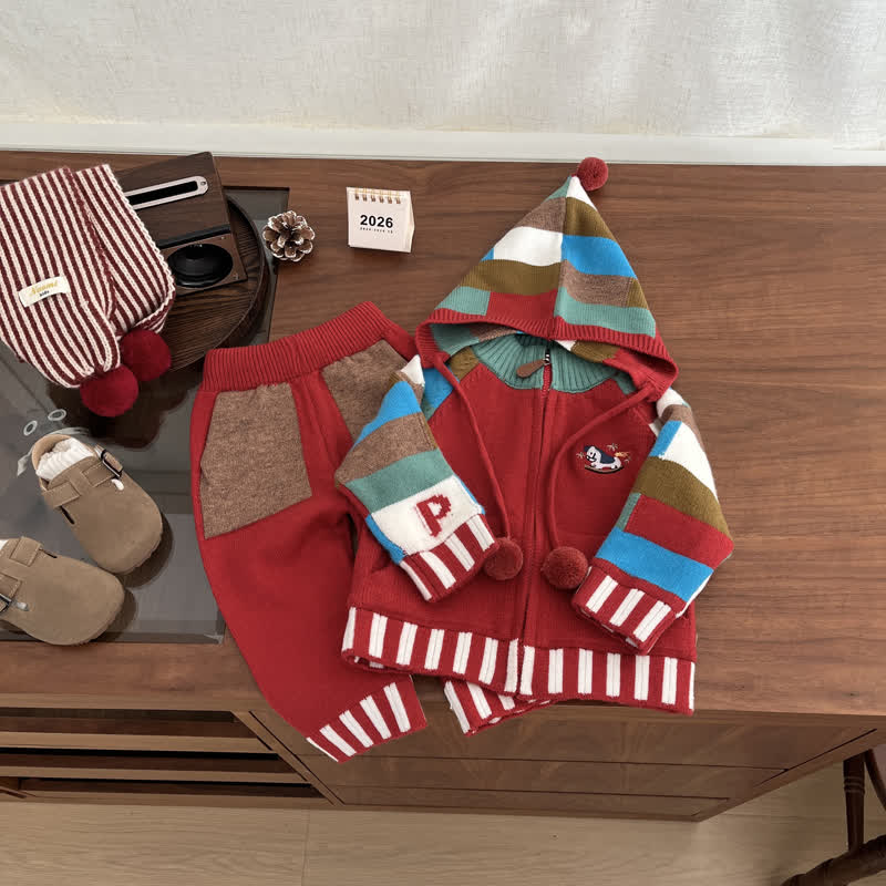 Baby Kleinkind - Strickjacke oder Hose in Colorblock-Optik - image 1