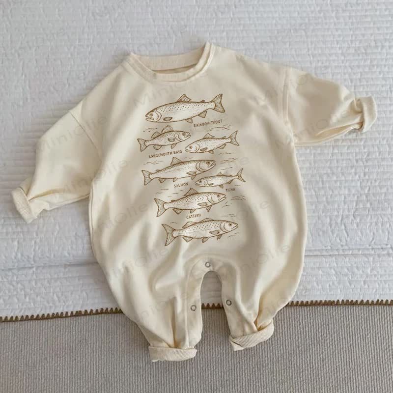 RAINBOW TROUT LARGEMOUTH BASS SALMON TUNA CATFISH – Baby Strampler in Beige - Beige - 2-3J - image 1