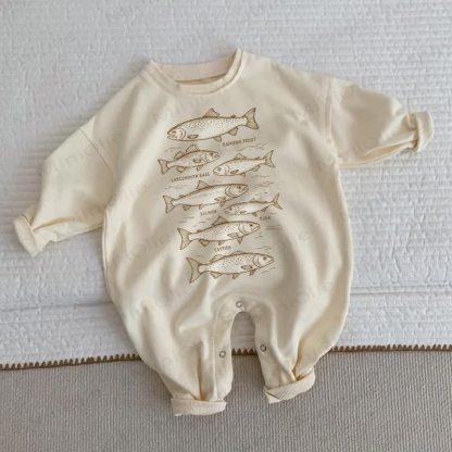RAINBOW TROUT LARGEMOUTH BASS SALMON TUNA CATFISH – Baby Strampler in Beige - Beige - 2-3J - image 1